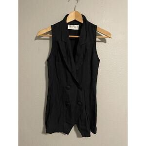 Vintage Rampage Juniors Blazer Size 3 Black Double Breasted Sleeveless Grunge